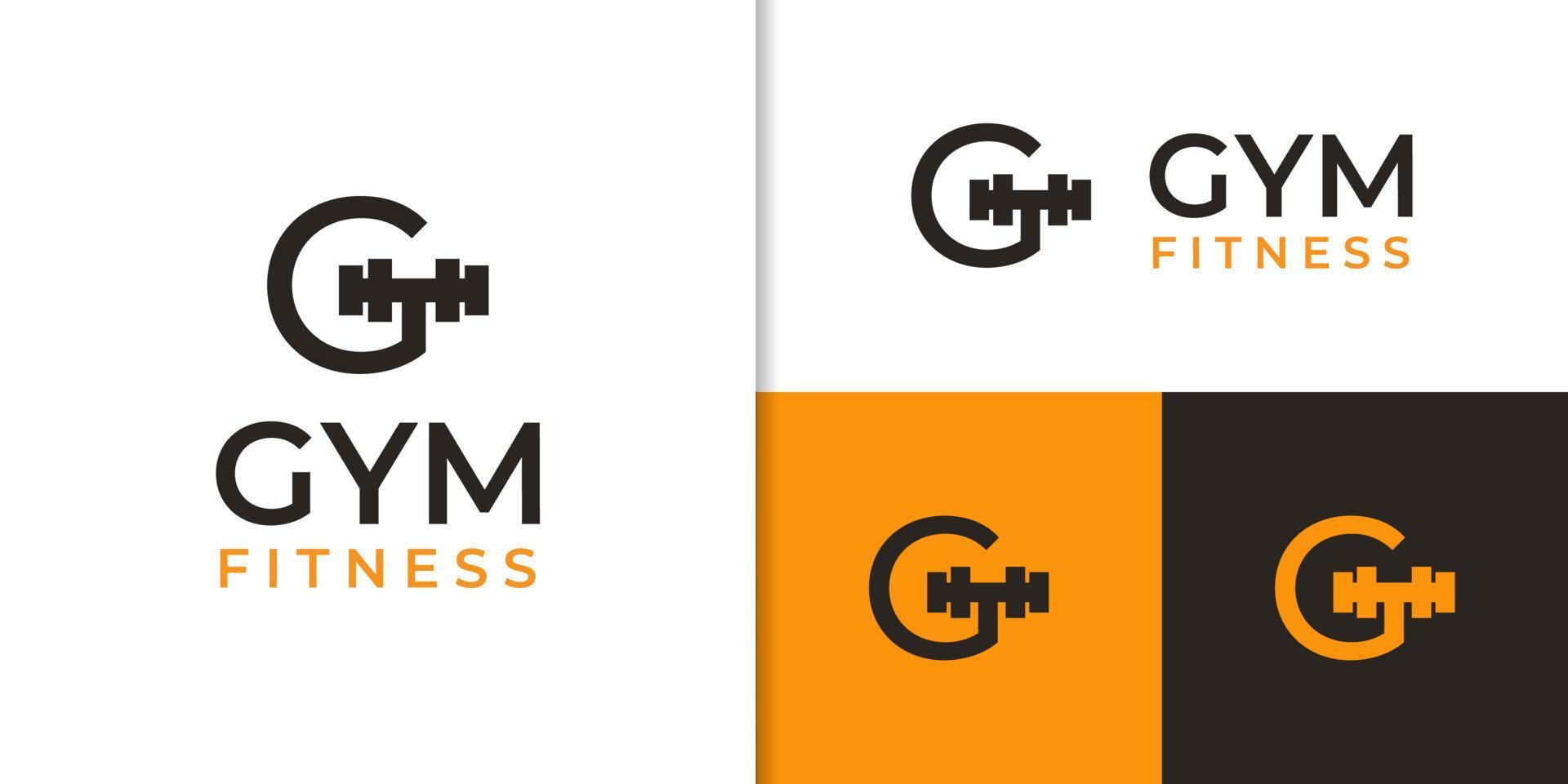 första brev g för Gym kondition logotyp vektor ikon symbol