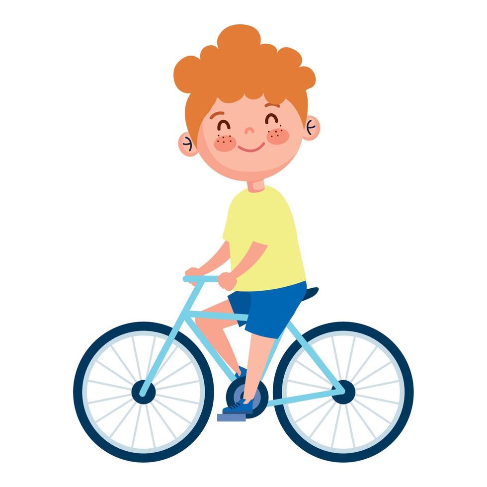 liten pojke på cykel vektor