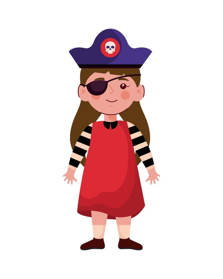 flicka bär pirat kostym vektor