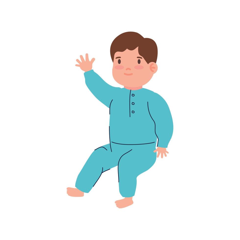 liten bebis pojke saludating vektor