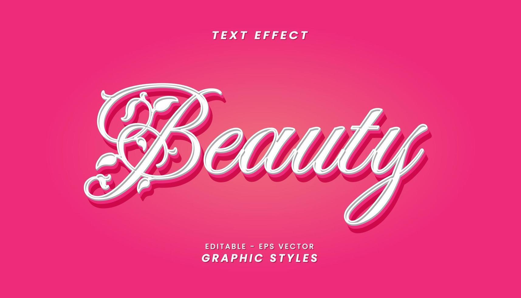 skönhet text effekt med 3d brev. vektor
