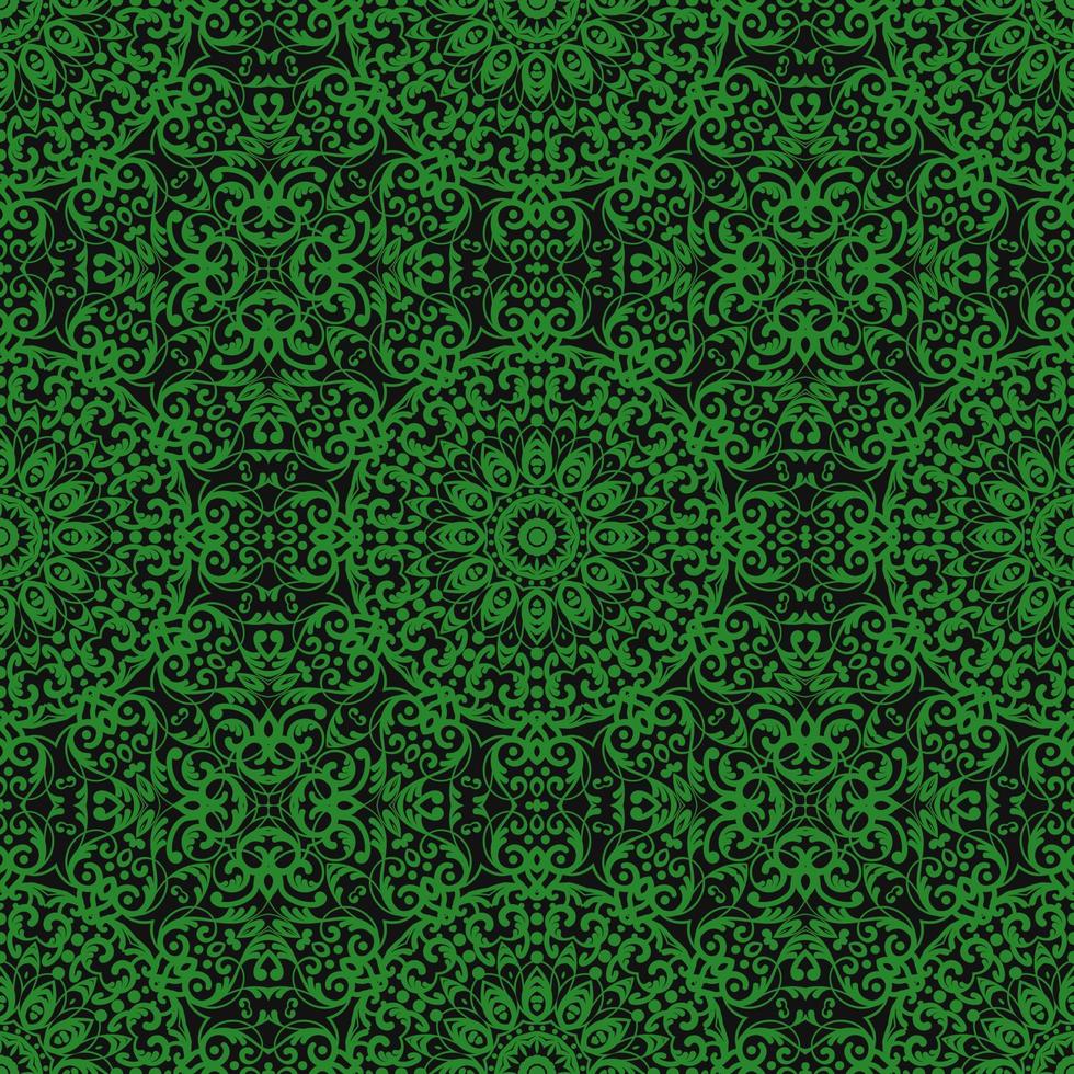 grüne farbe nahtloses muster mit mandala.seamless hintergrund design.ornamental design.floral muster fliesen. vektor