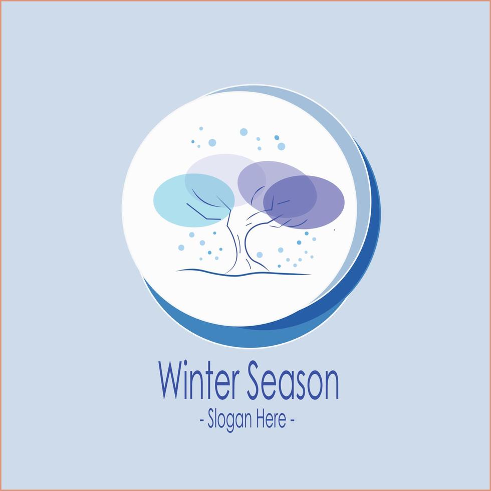 illustration av vinter- eller snö säsong logotyp i cirkel isolerat i blå bakgrund, för befordran företag namn vektor