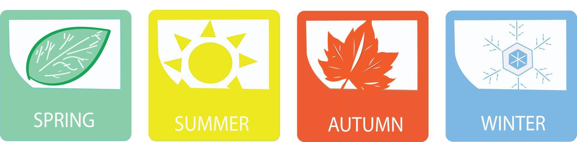 eine Reihe von Symbolen für vier Jahreszeiten. Winter, Frühling, Sommer und Herbst. Jahreszeiten-Logo auf weißem Hintergrund - Vektor für Infografik und Werbung