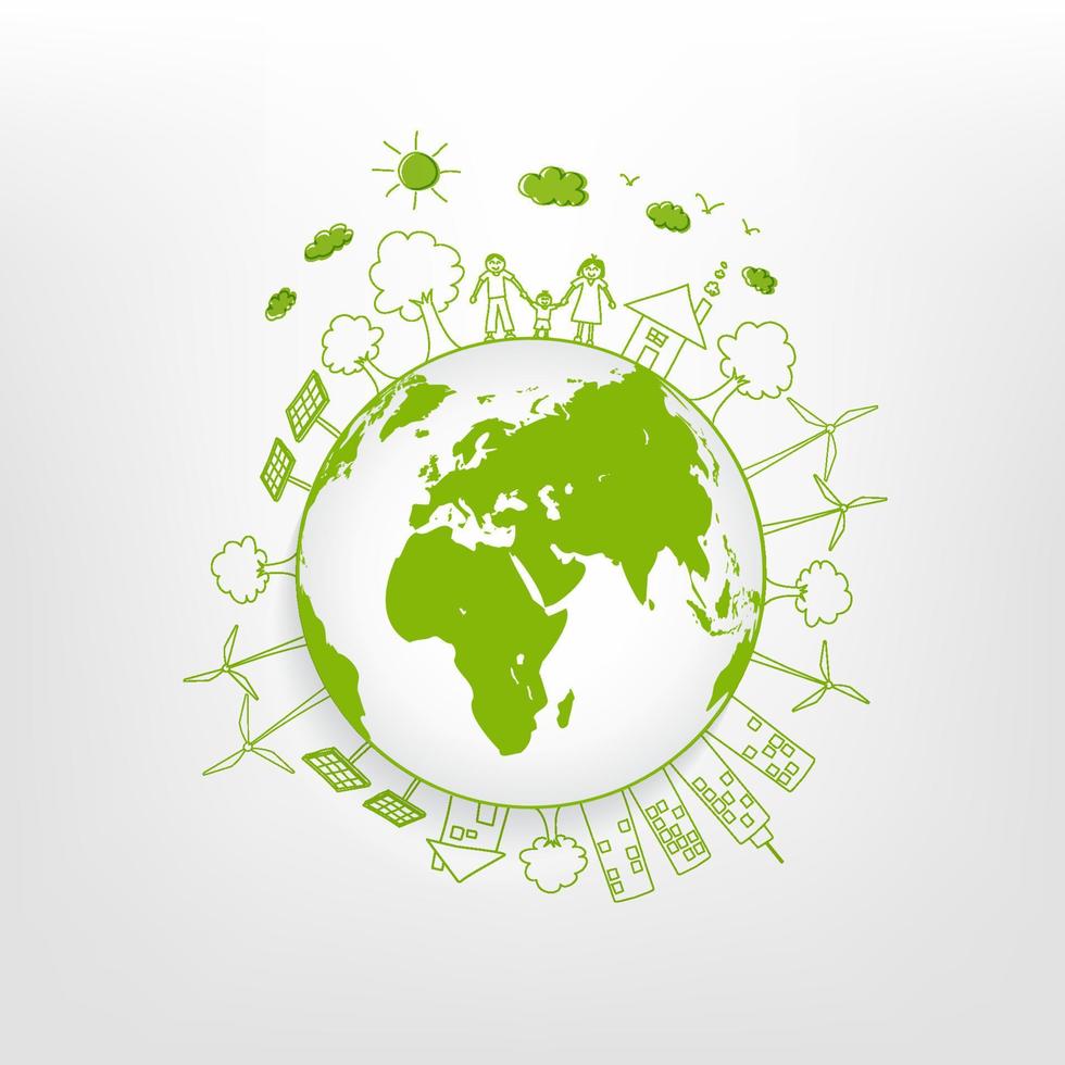 spara de värld, eco vänlig, hållbarhet utveckling och värld miljö- dag, vektor illustration