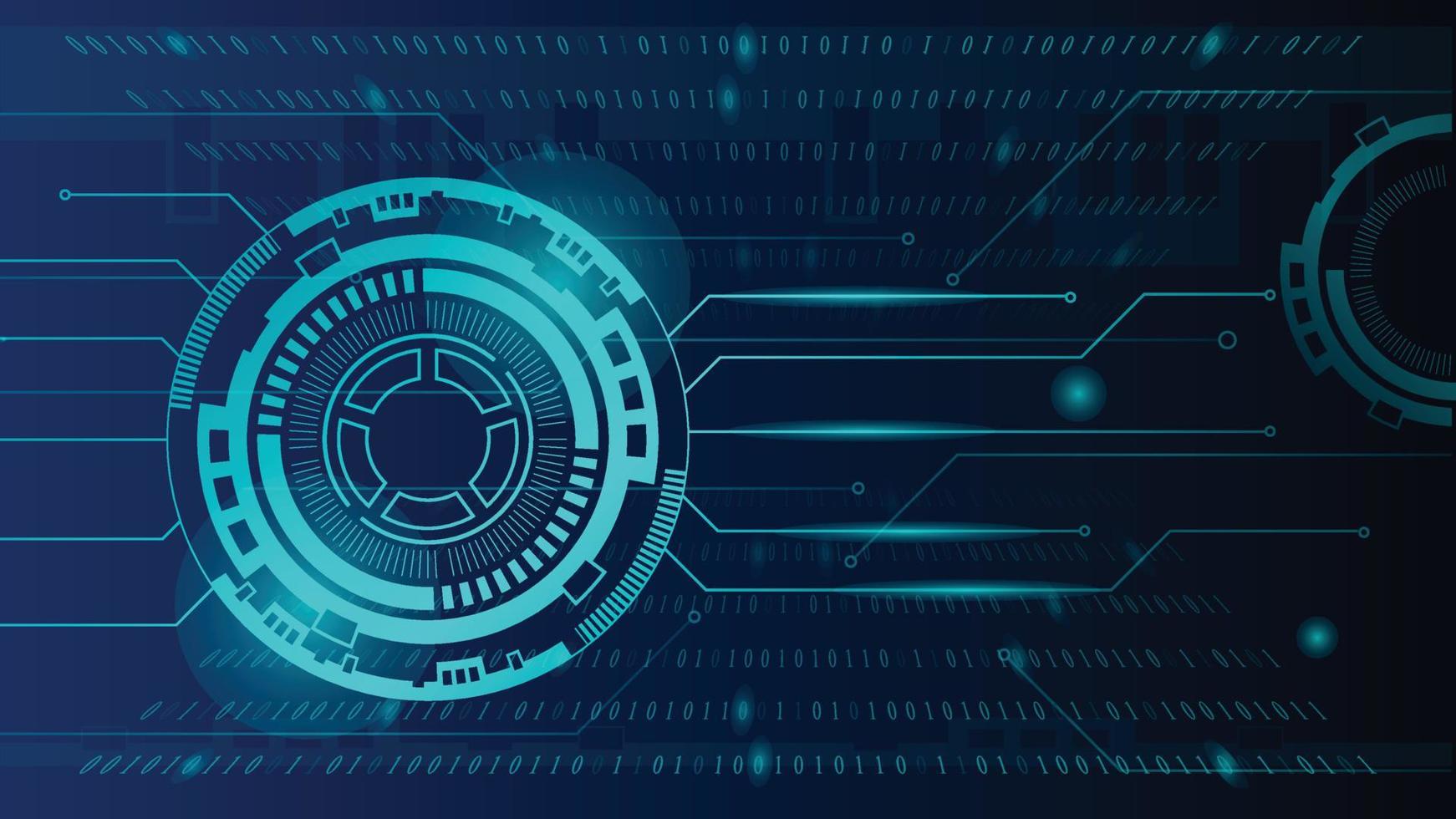 teknologi bakgrund design med cirkel. cyber knapp med blå uppsättning och slingor virtuell trogen ram design för webb vektor gränssnitt