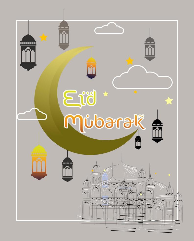 moské, lykta, ikon ramadan kareem, eid mubarak vektor illustration.