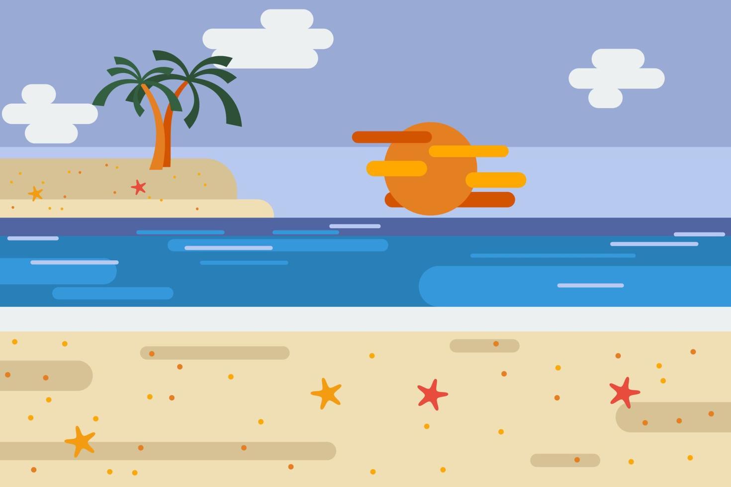redigerbar strand panorama på sommar tid vektor illustration i platt stil för sommar säsong- semester tema eller barn bok projekt