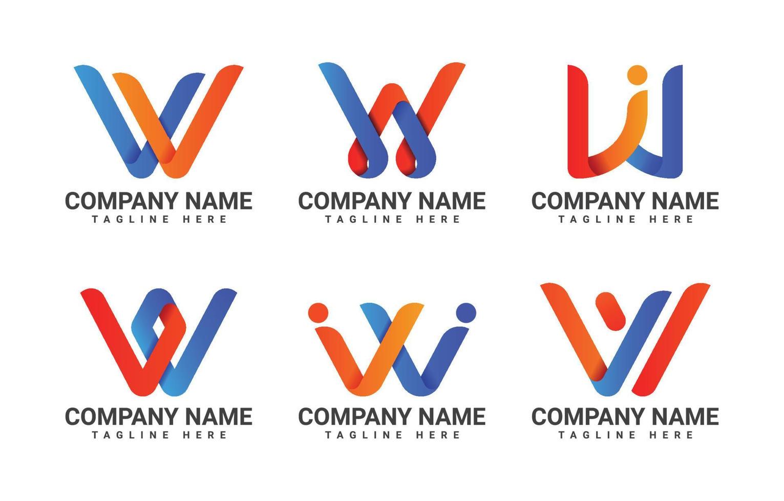 w logotyp design samling vektor