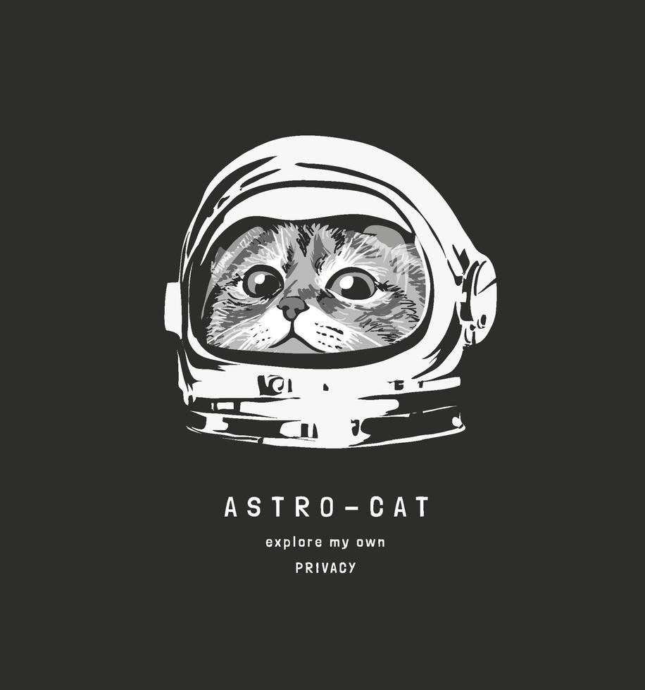 vektor illustration katt ansikte i astronaut hjälm illustration på svart bakgrund