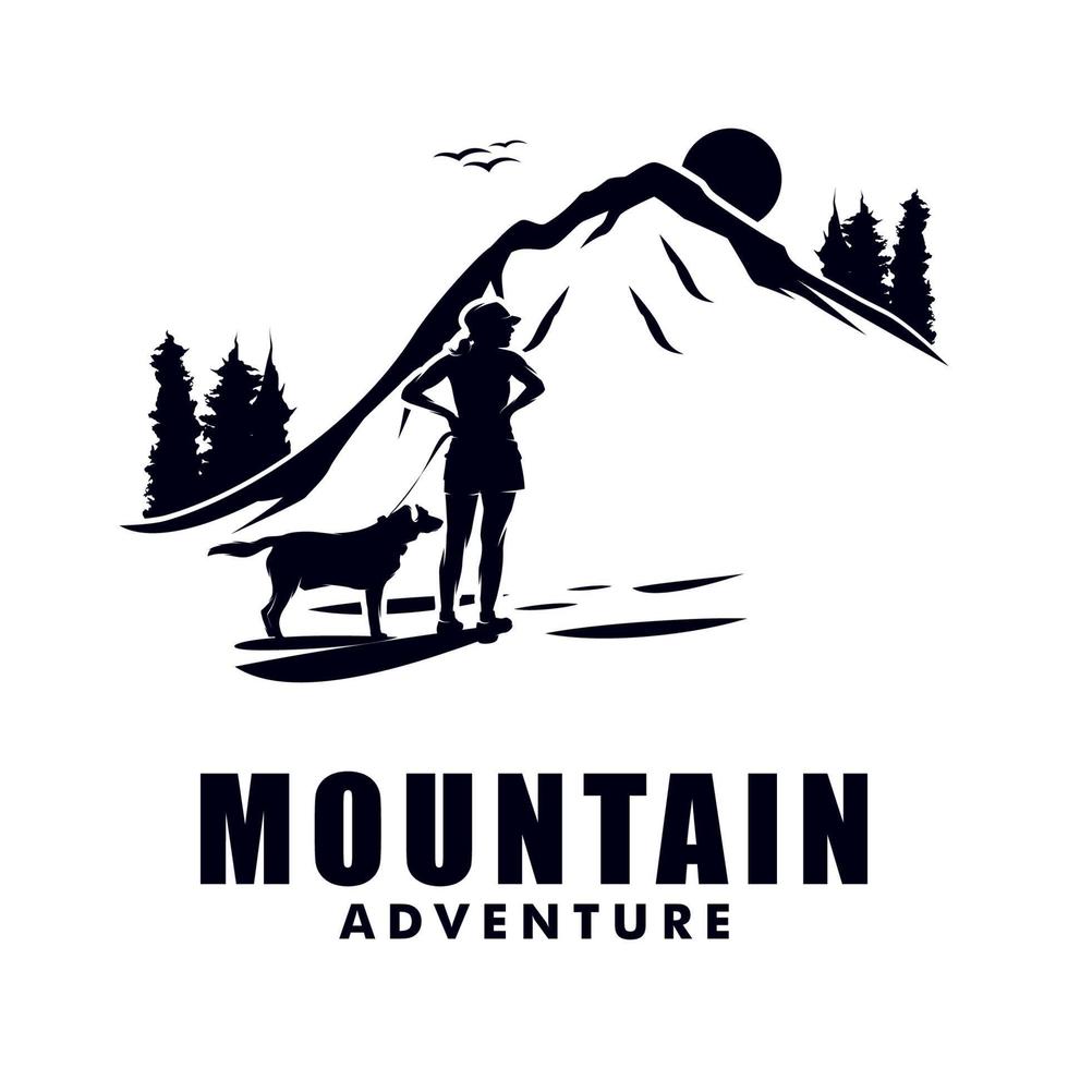 Adventure Girl Mountain Logo-Design vektor