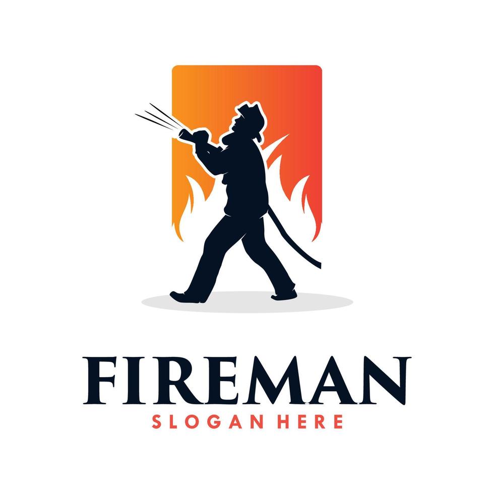 Feuermann und Feuer-Logo-Design-Vorlage vektor