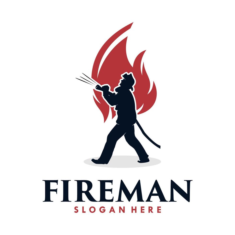 Feuermann und Feuer-Logo-Design-Vorlage vektor