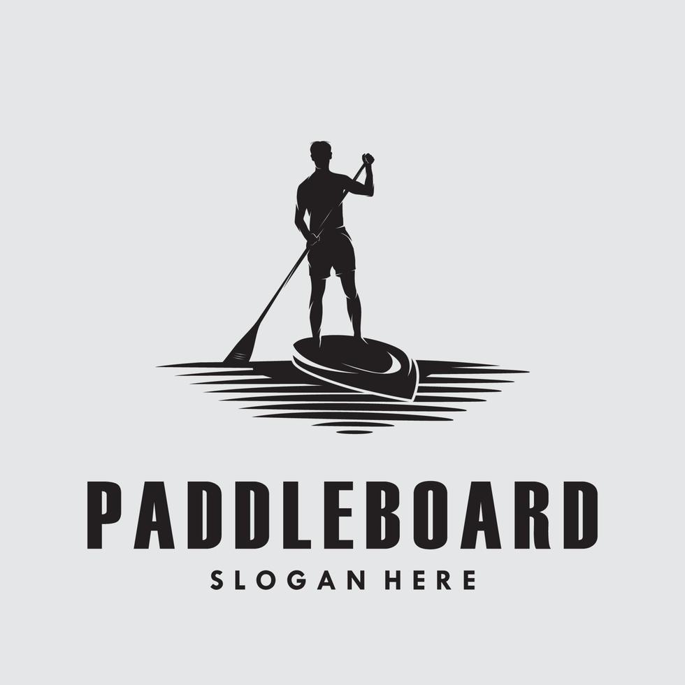 mann im paddelbrett silhouette logo vektor design