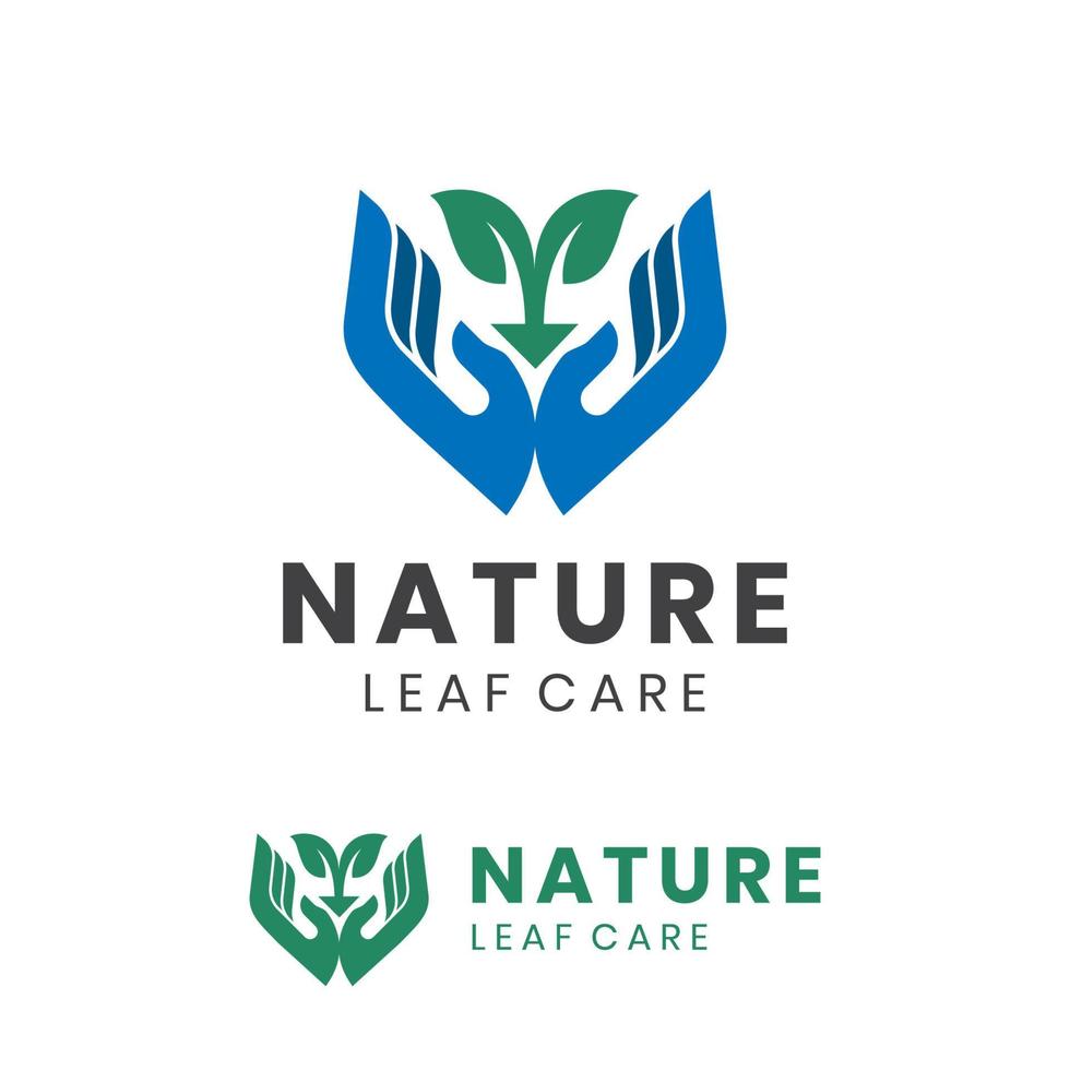 Hand-Symbol-Blattpflege-Logo mit Pflanzen-Design-Konzept für Biologie, Sanitäter, Kräuter, natürliches Logo-Design im Frühling vektor