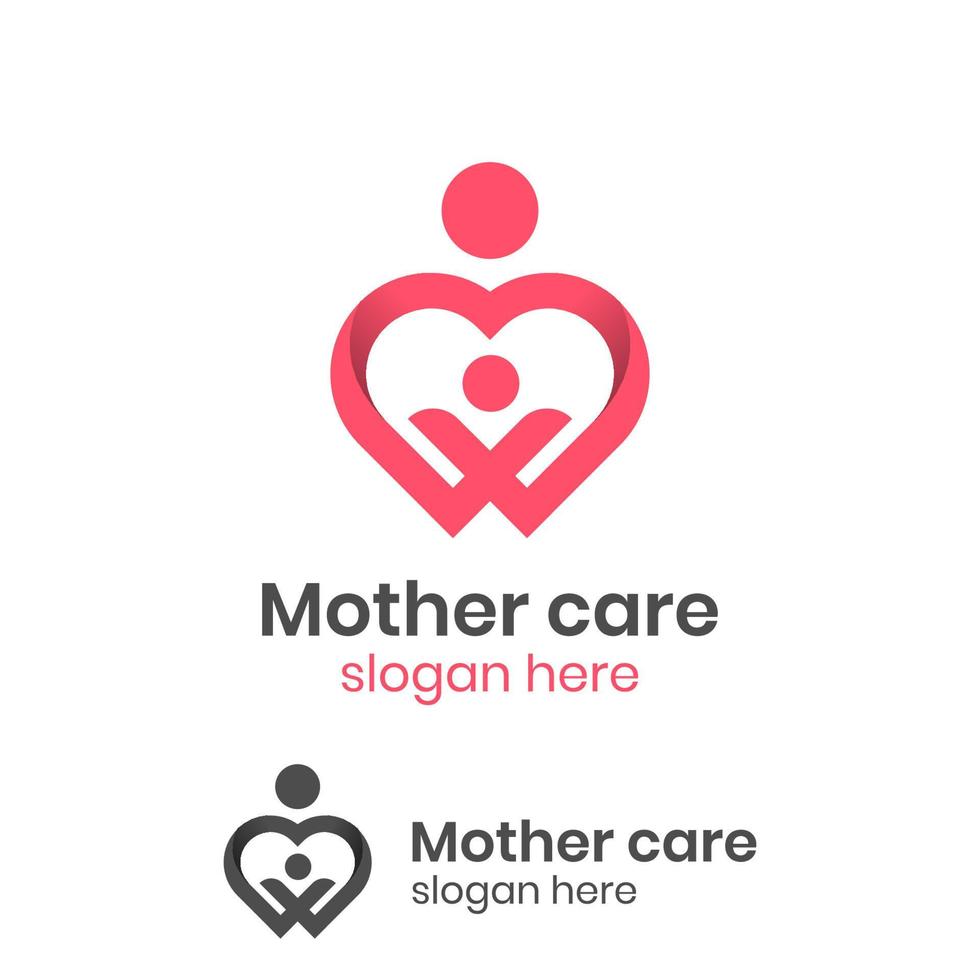abstrakt linje mor vård kärlek logotyp med bebis vektor symbol, mamma kramar henne barn logotyp mall för mors dag händelse