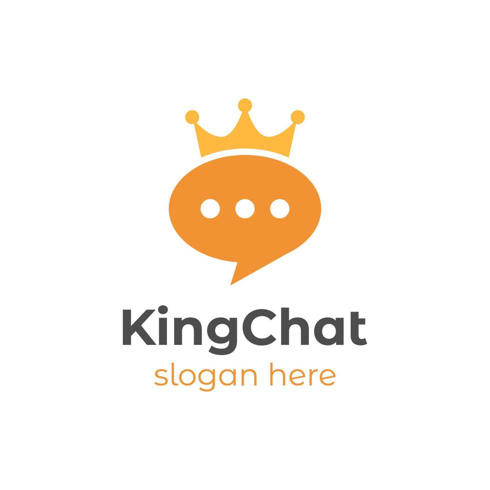 chat-app-logo-symbol-symbol mit kronenkönig-gestaltungselement für hilfezentrum, sprechen, nachricht vektor