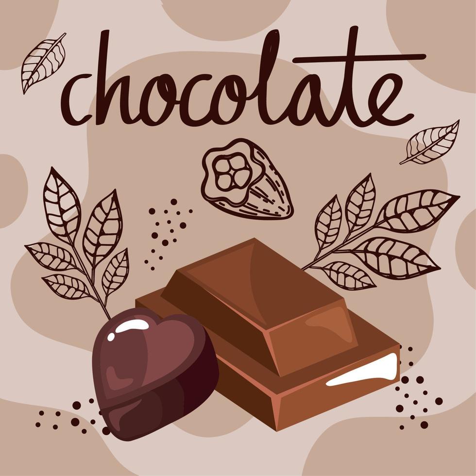 schokoladenbeschriftung mit süßigkeiten vektor
