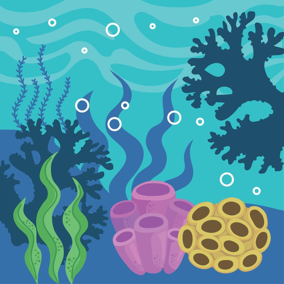 korall rev och alger hav vektor
