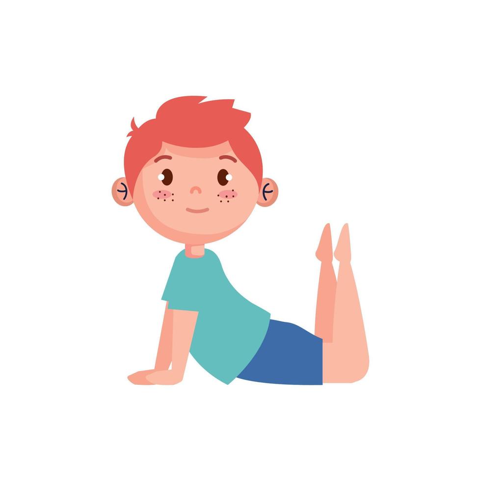 rothaariger Junge in Yoga-Position vektor