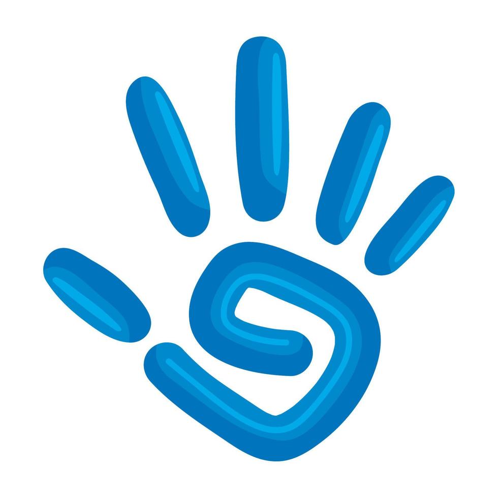 blå handavtryck symbol vektor