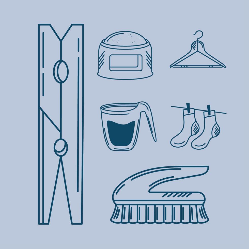 sechs Symbole für den Wäscheservice vektor