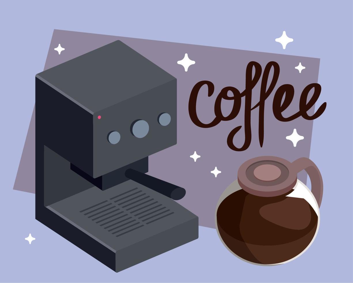 kaffeebeschriftung mit maschine vektor