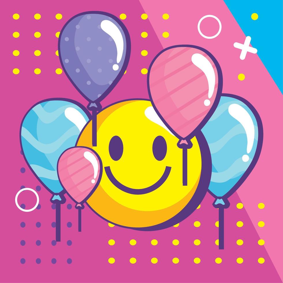 90er Ballons Helium und Emoji vektor