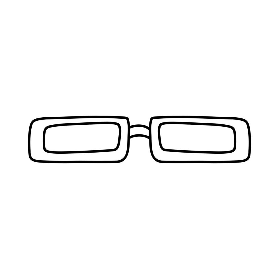 handgezeichnete Doodle-Brille. vektorskizzenillustration der schwarzen umrissbrille, lineares symbol, sonnenbrille für druck, farbseite, design, logo. vektor