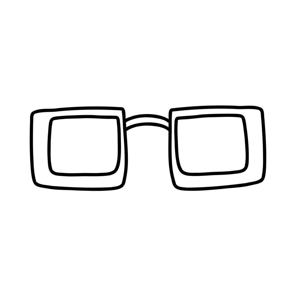 handgezeichnete Doodle-Brille. vektorskizzenillustration der schwarzen umrissbrille, lineares symbol, sonnenbrille für druck, farbseite, design, logo. vektor