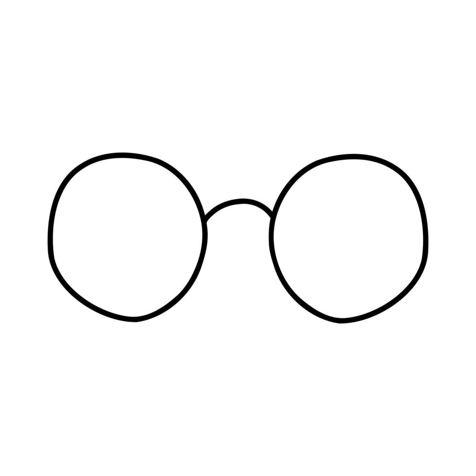 handgezeichnete Doodle-Brille. vektorskizzenillustration der runden brille des schwarzen umrisses, lineares symbol, sonnenbrille für druck, farbseite, design, logo. vektor