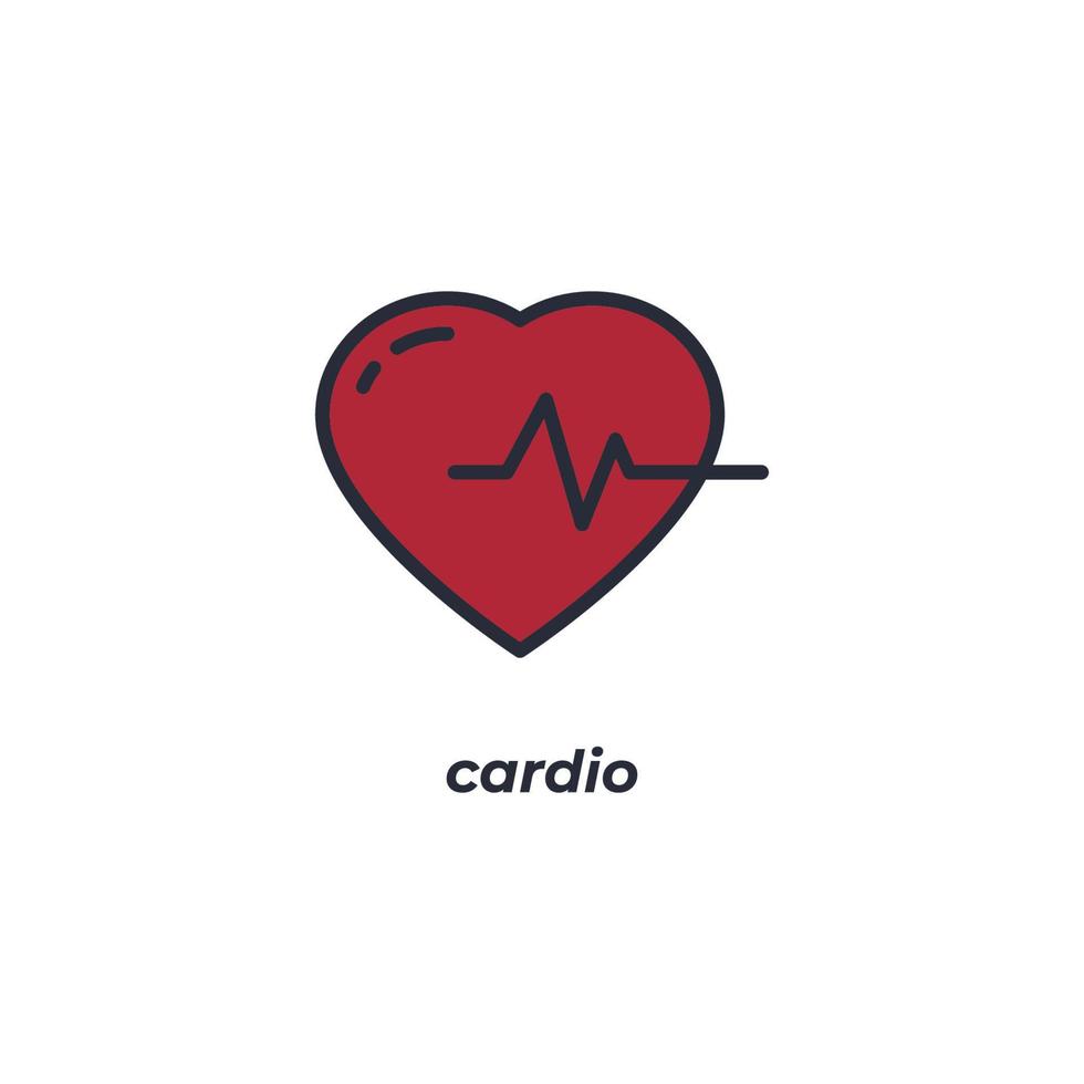 Vektorzeichen des Cardio-Symbols ist auf einem weißen Hintergrund isoliert. Symbolfarbe editierbar. vektor