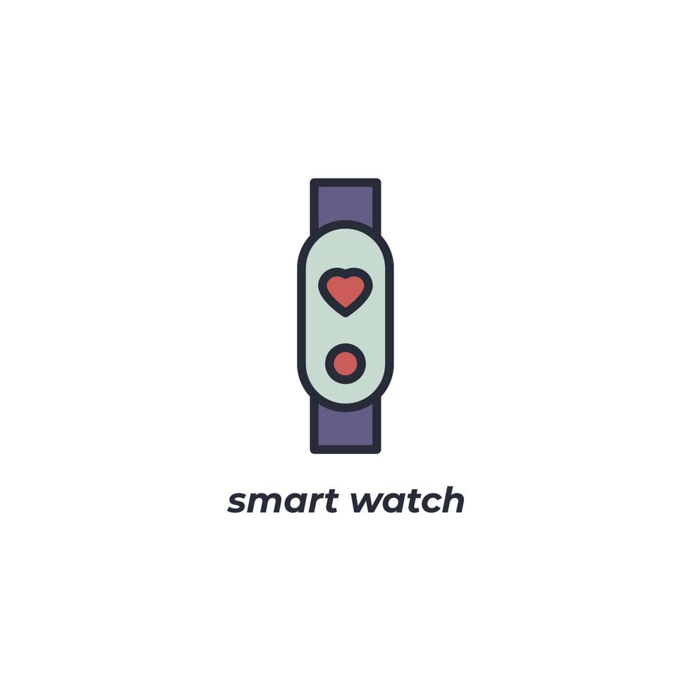 Das Vektorzeichen des Smartwatch-Symbols ist auf einem weißen Hintergrund isoliert. Symbolfarbe editierbar. vektor