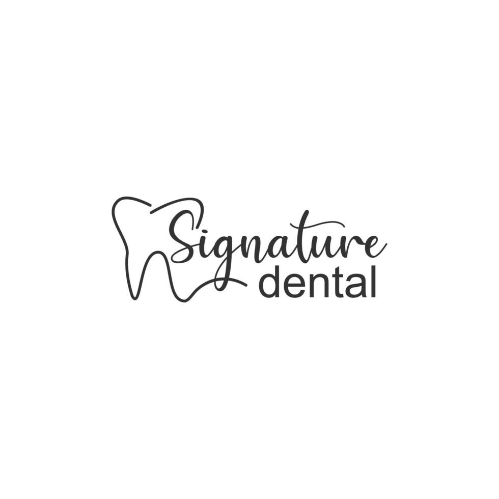 signatur dental logotyp design vektor