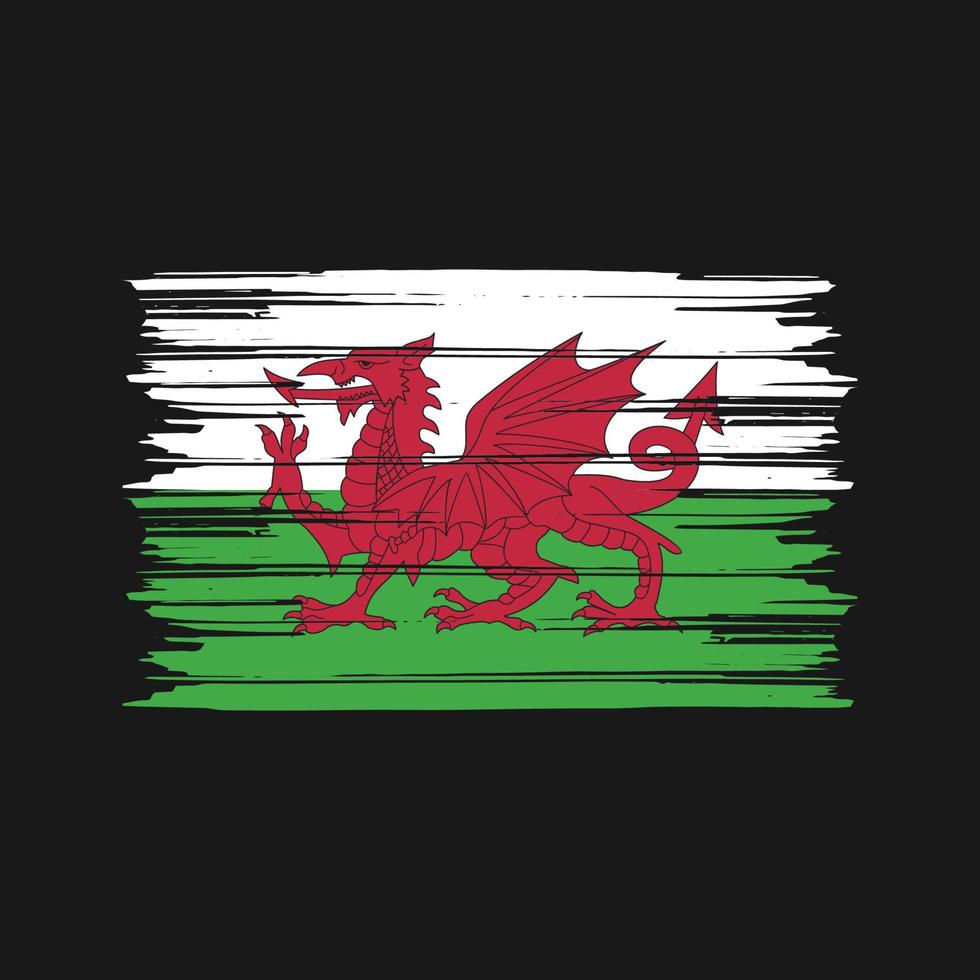 Wales flaggborste. National flagga vektor