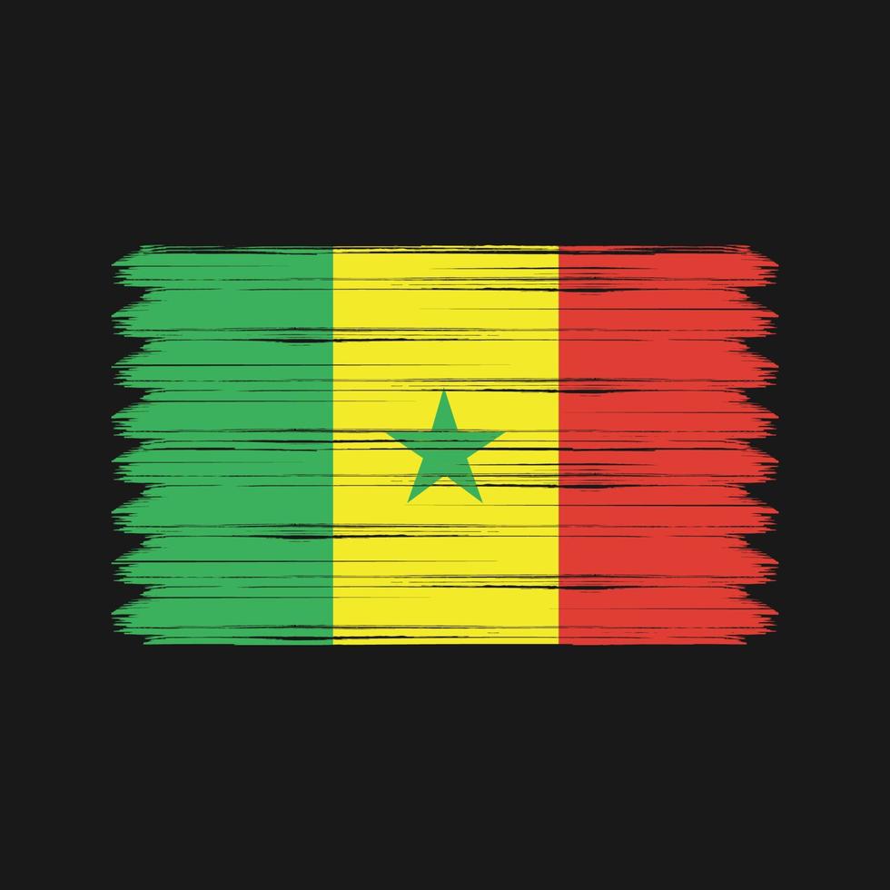 senegalska flaggan penseldrag. National flagga vektor