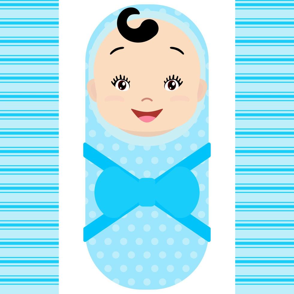 lächelnder asiatischer Junge lokalisiert auf weißem Hintergrund. Vektor-Cartoon-Maskottchen. feiertagsillustration zum geburtstag, babyparty. vektor