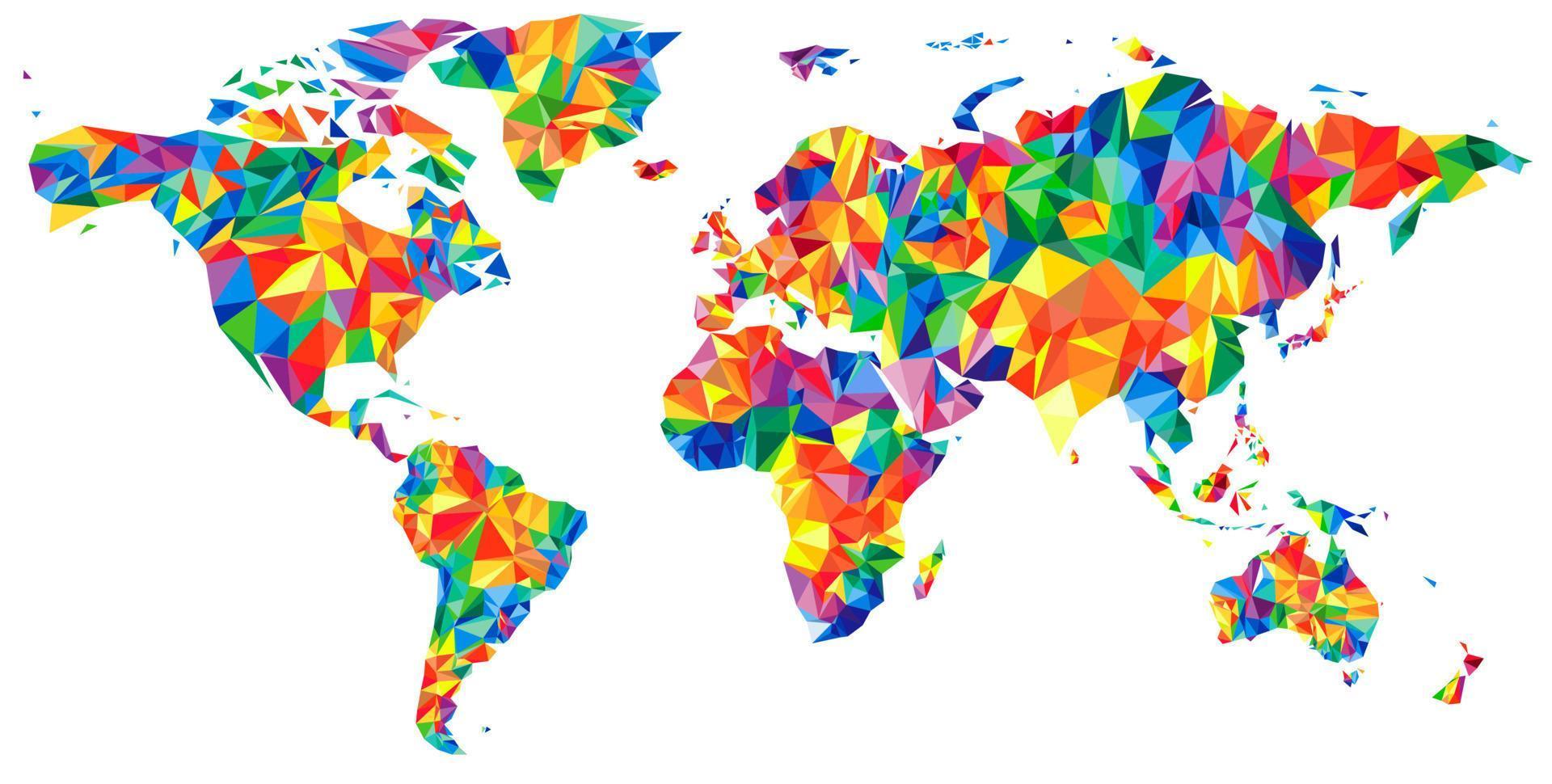 abstrakte Kontinente Weltkarte aus Dreiecken. Origami-Stil. Vektor polygonales Muster für Ihr Design.