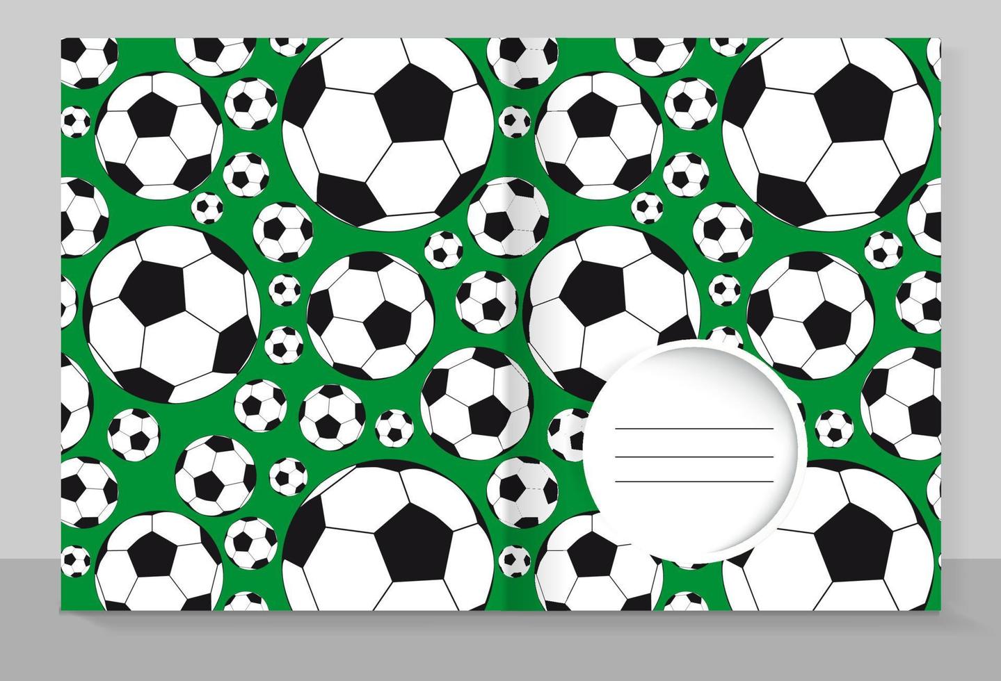 Vorlagencover eines Heftes mit individuellem Design, Fußballmuster. vektor