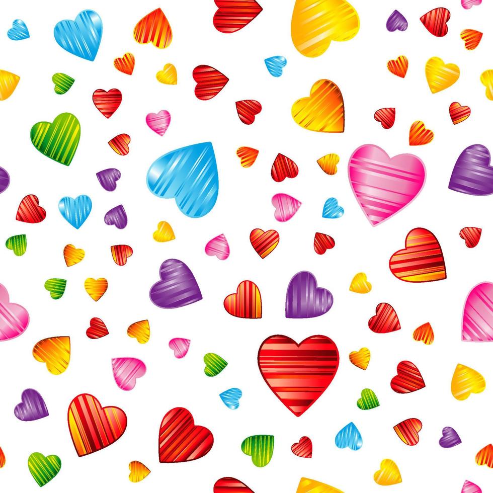 färgglada randiga hjärtan mönster. alla hjärtans dag, bröllop, romantisk sömlös bakgrund, vektor design illustration.