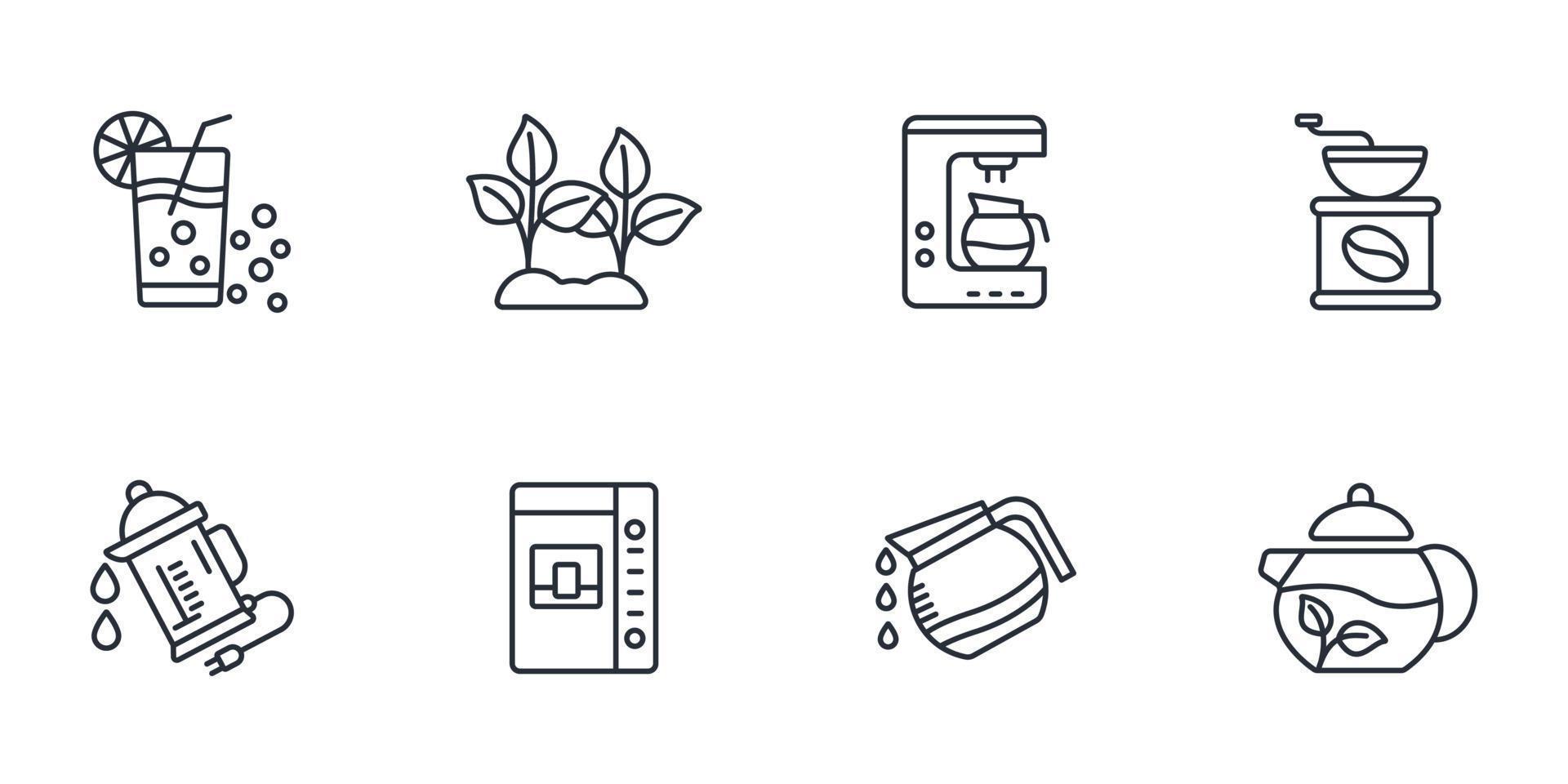 Tee-Coffee-Shop-Icons gesetzt. Tee-Coffee-Shop-Packsymbol-Vektorelemente für Infografik-Web vektor