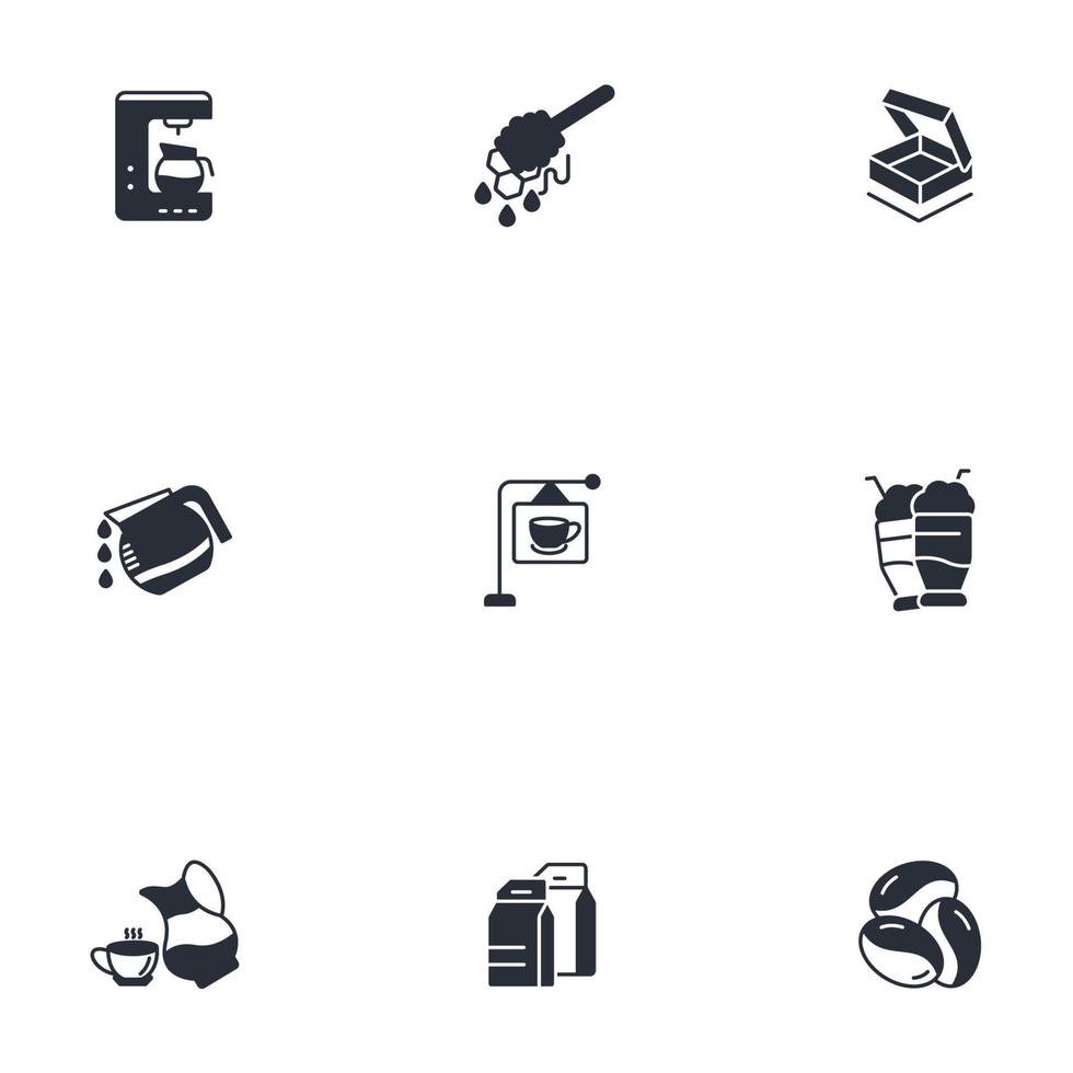 Tee-Coffee-Shop-Icons gesetzt. Tee-Coffee-Shop-Packsymbol-Vektorelemente für Infografik-Web vektor