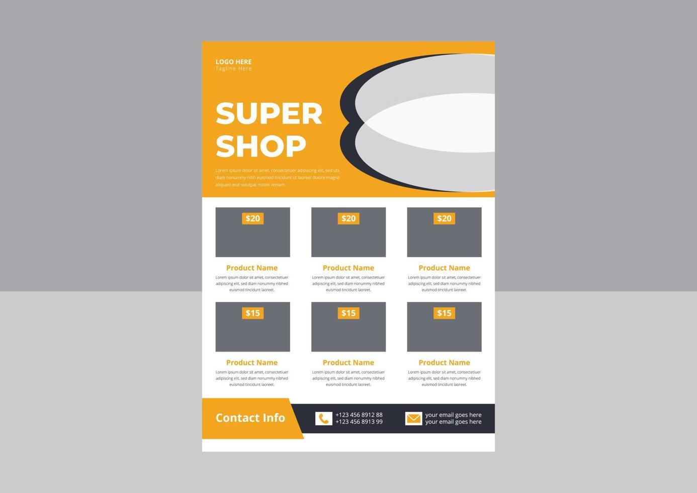 super shop flyer design. super försäljning flyer affisch broschyr mall. stormarknad rea flygblad design. omslag, a4-storlek, flygbladsdesign. vektor