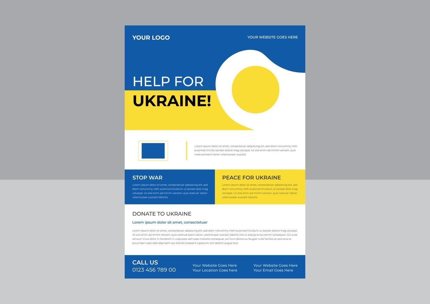 speichern sie die ukraine-unterstützungs-flyer-plakatvorlage für flyer, stoppen sie den krieg in der ukraine. Ukraine-Kriegsplakat. Vektor-Illustration vektor
