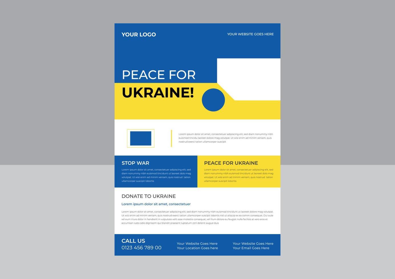 speichern sie die ukraine-unterstützungs-flyer-plakatvorlage für flyer, stoppen sie den krieg in der ukraine. Ukraine-Kriegsplakat. Vektor-Illustration vektor