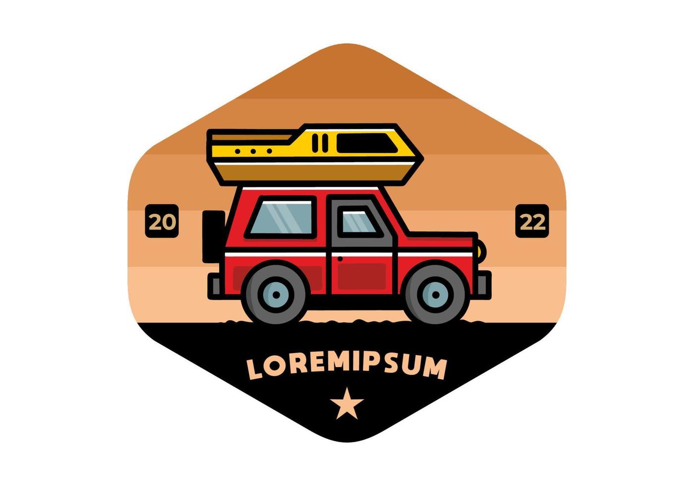 geländewagen auto camping illustration abzeichen design vektor