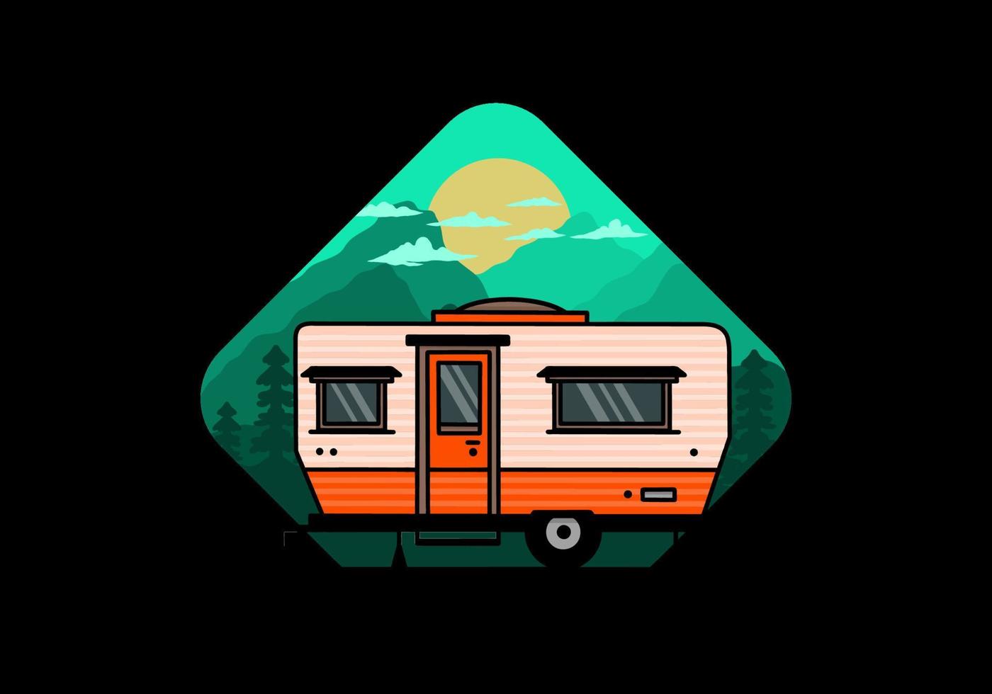 Teardrop Van Camper Illustration Abzeichen Design vektor