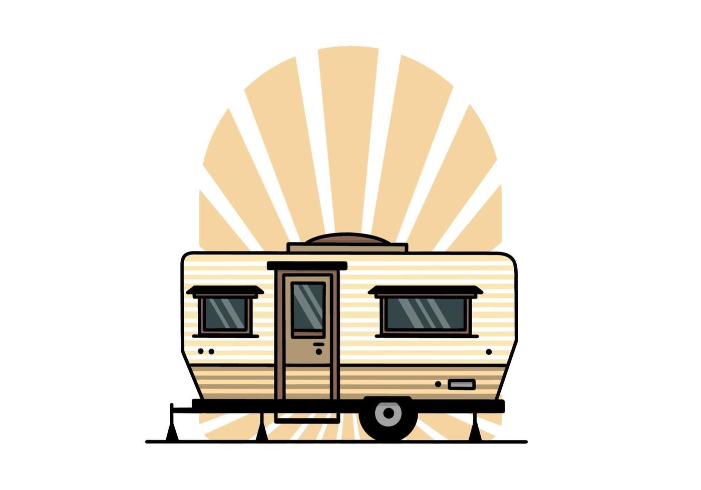 Teardrop Van Camper Illustration Abzeichen Design vektor