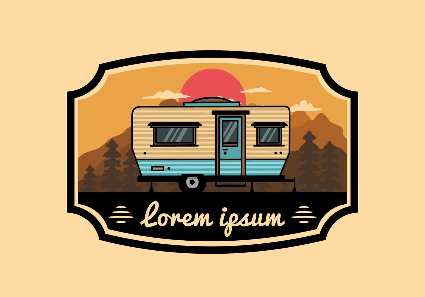 Teardrop Van Camper Illustration Abzeichen Design vektor