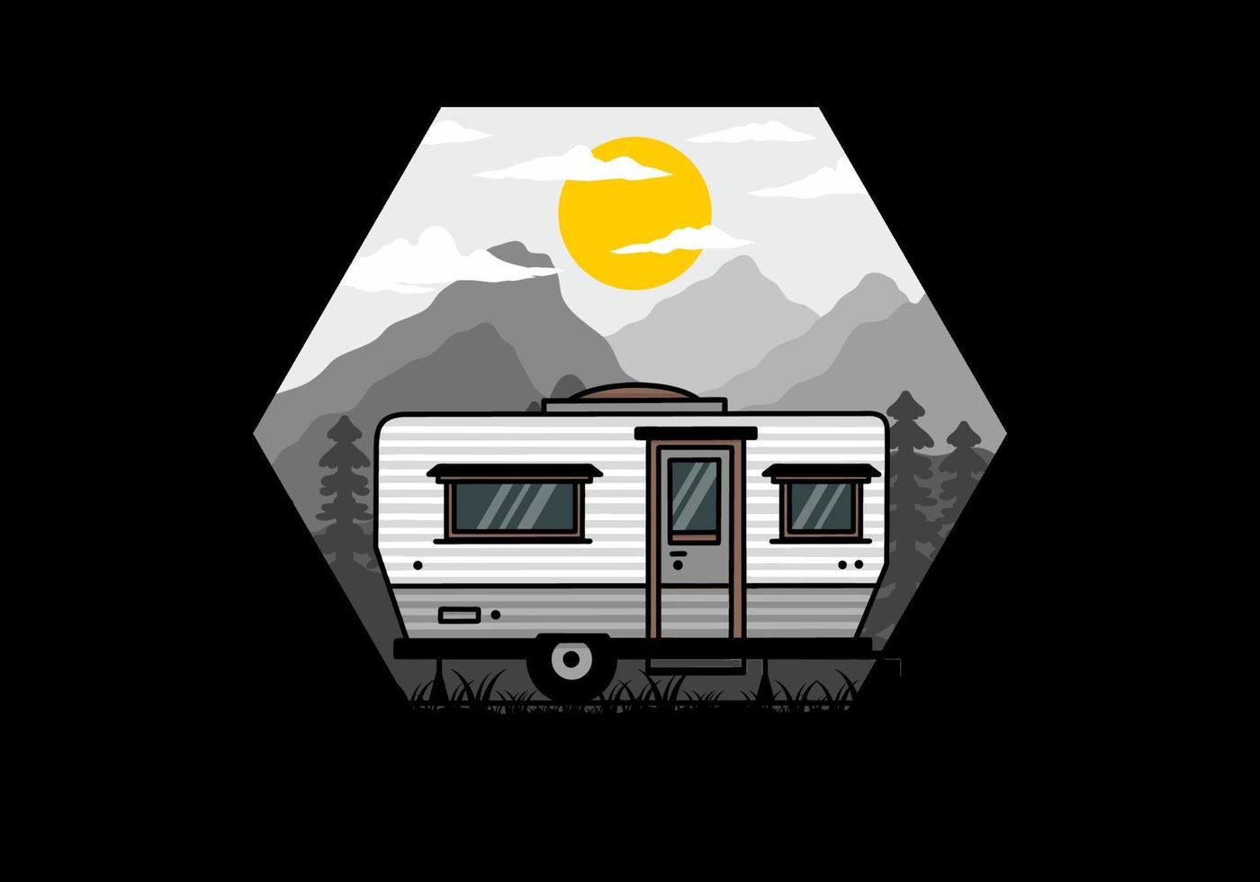 Teardrop Van Camper Illustration Abzeichen Design vektor